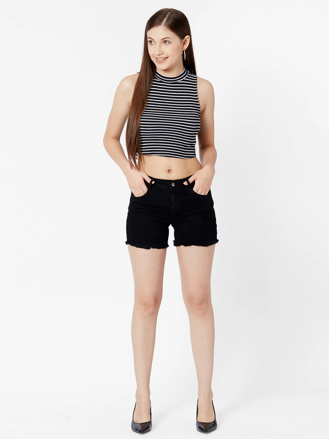 Women Black Slim Fit Shorts