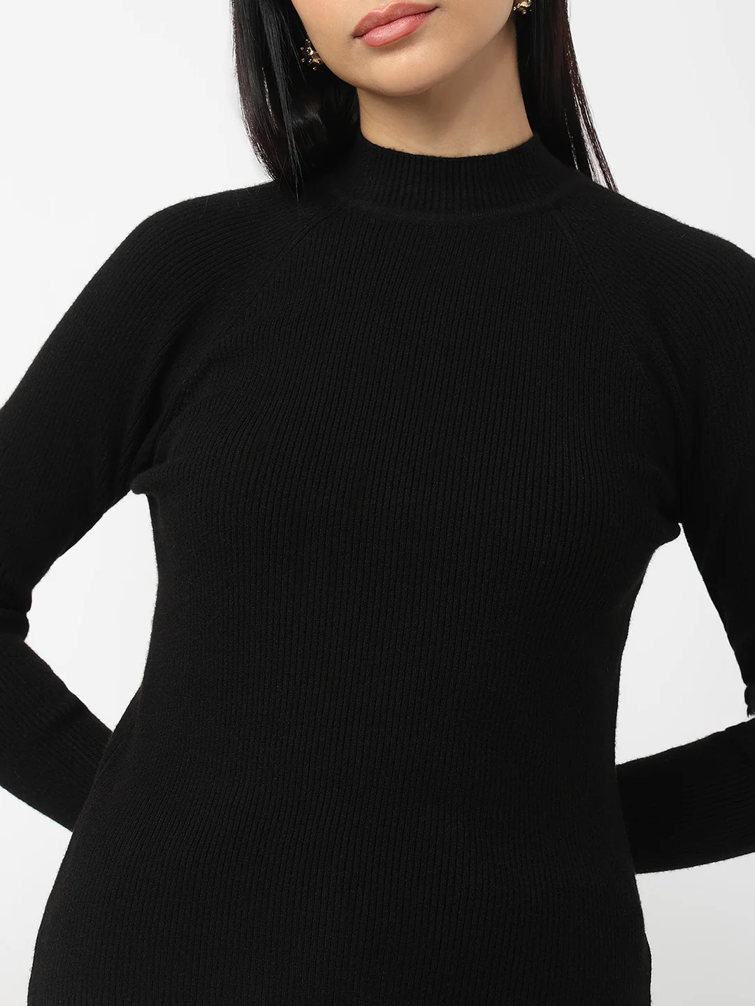 Women Black Slim Fit Sweater - Image 5