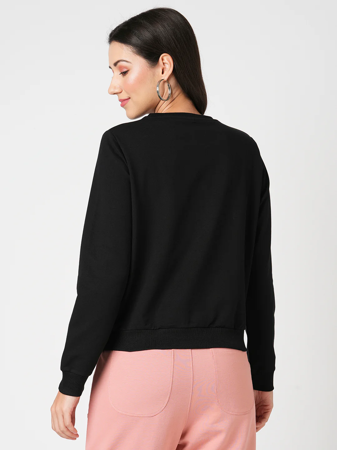 Women Black Slim Fit Sweatshirt - Image 3