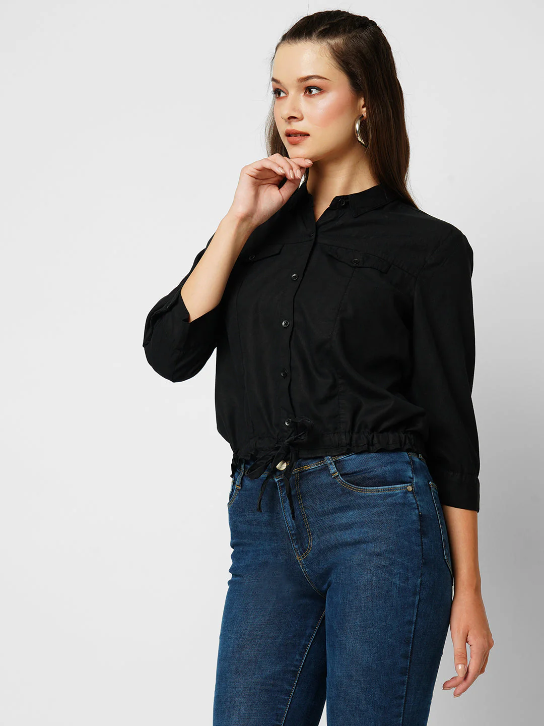 Women Black Slim Shirt