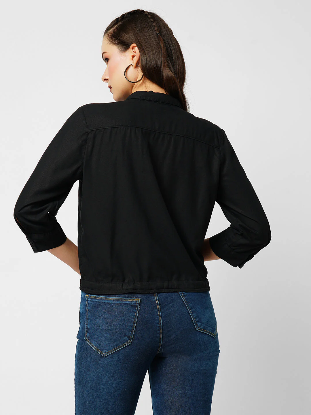 Women Black Slim Shirt - Image 3