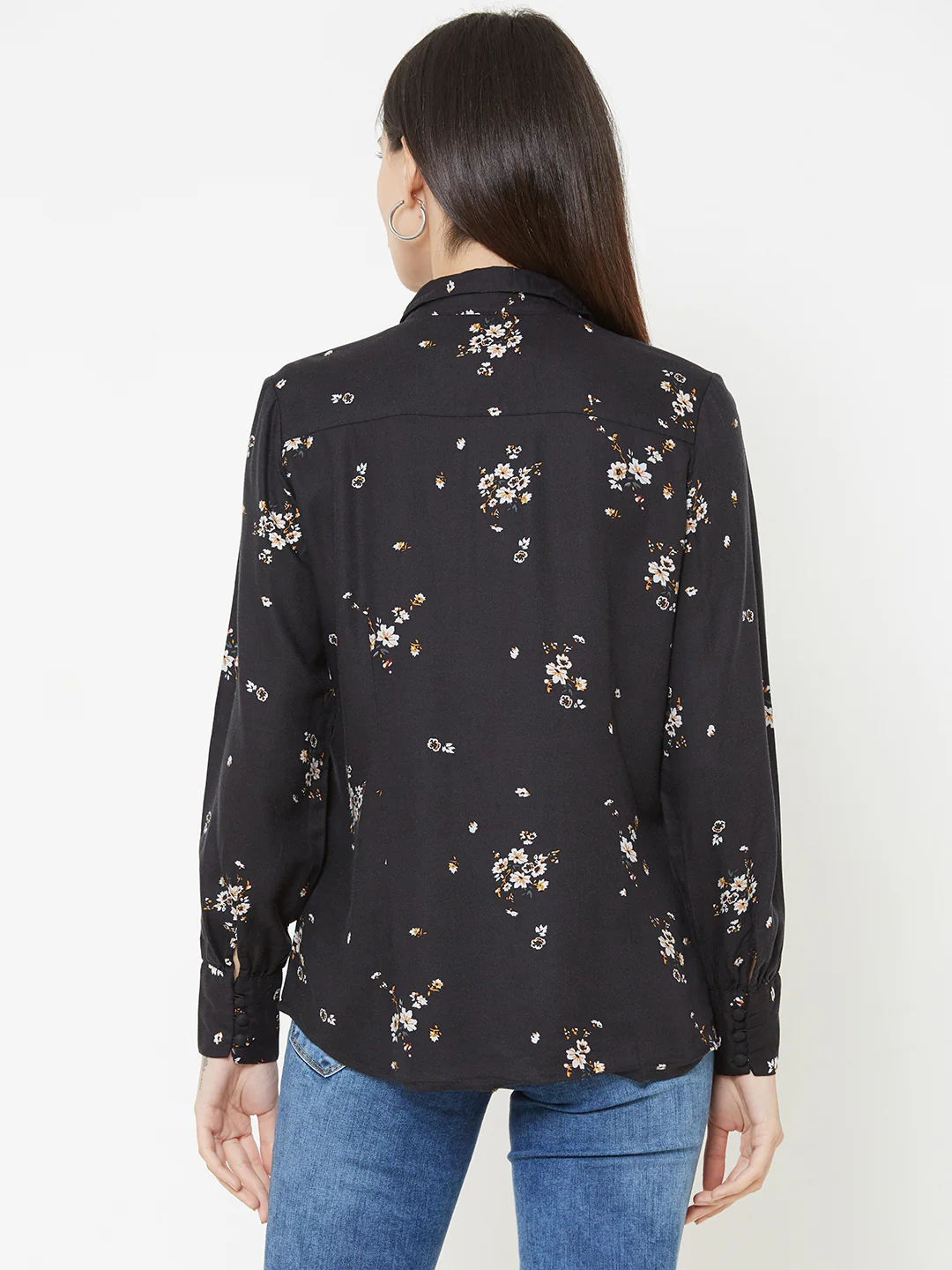 Women Black Slim Shirt - Image 3