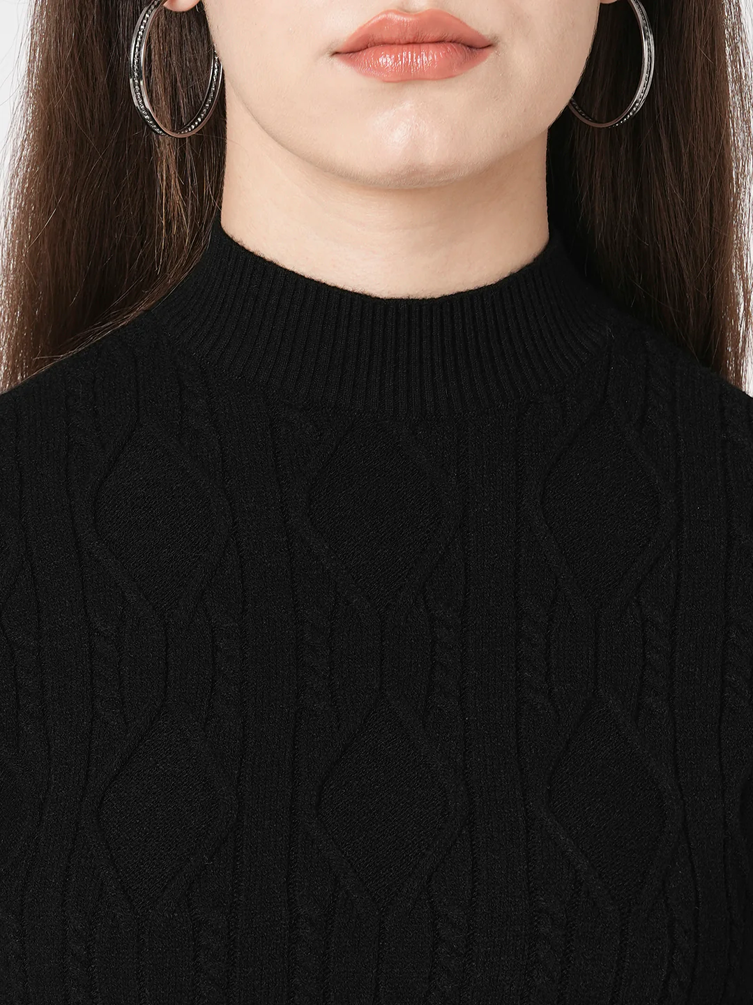 Women Black Slim Sweater - Image 4