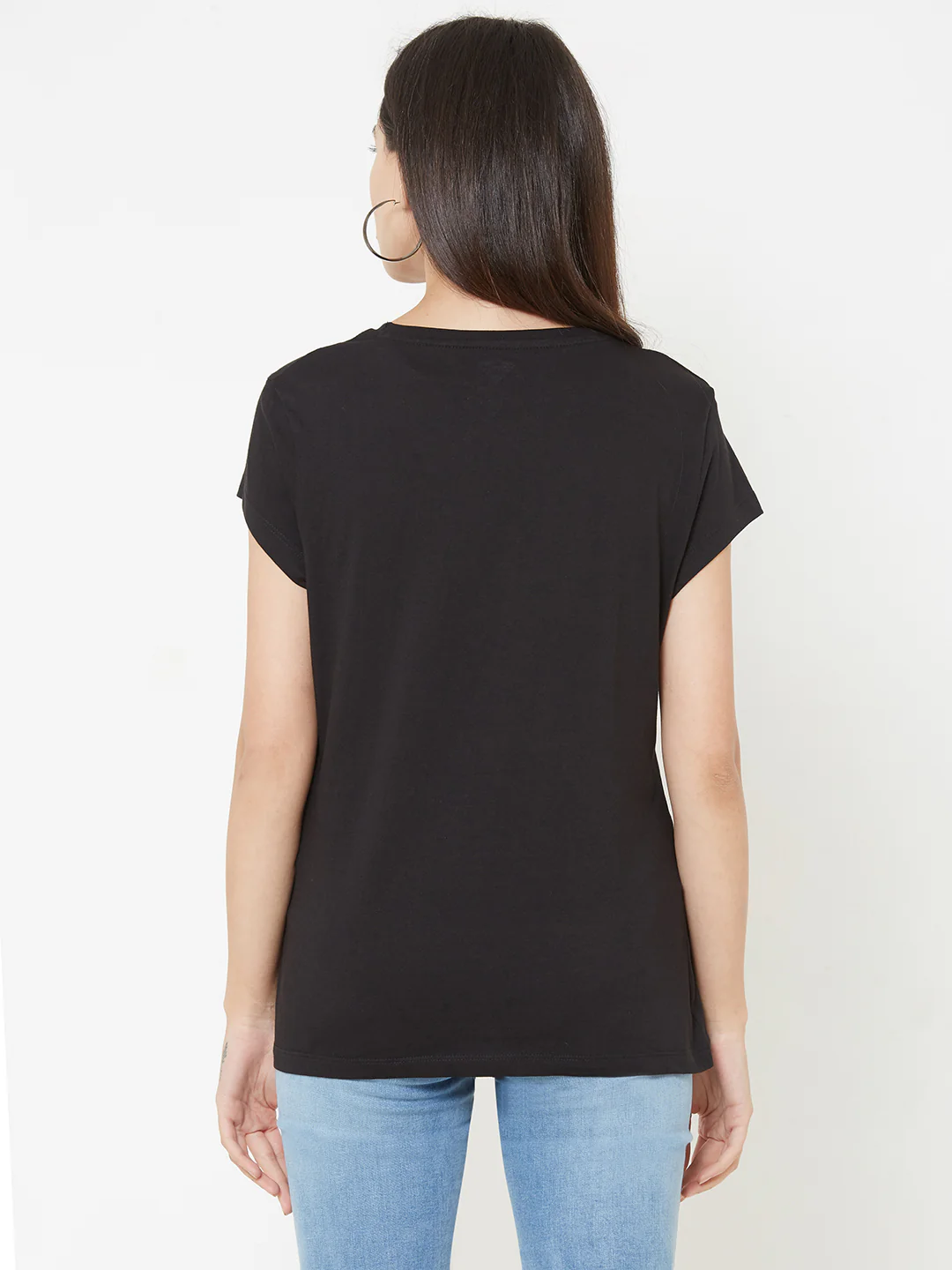 Women Black Slim T-Shirt - Image 3
