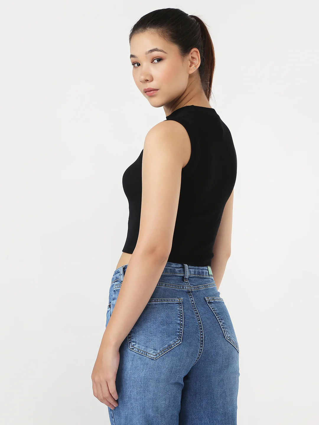 Women Black Slim Tank Top - Image 3
