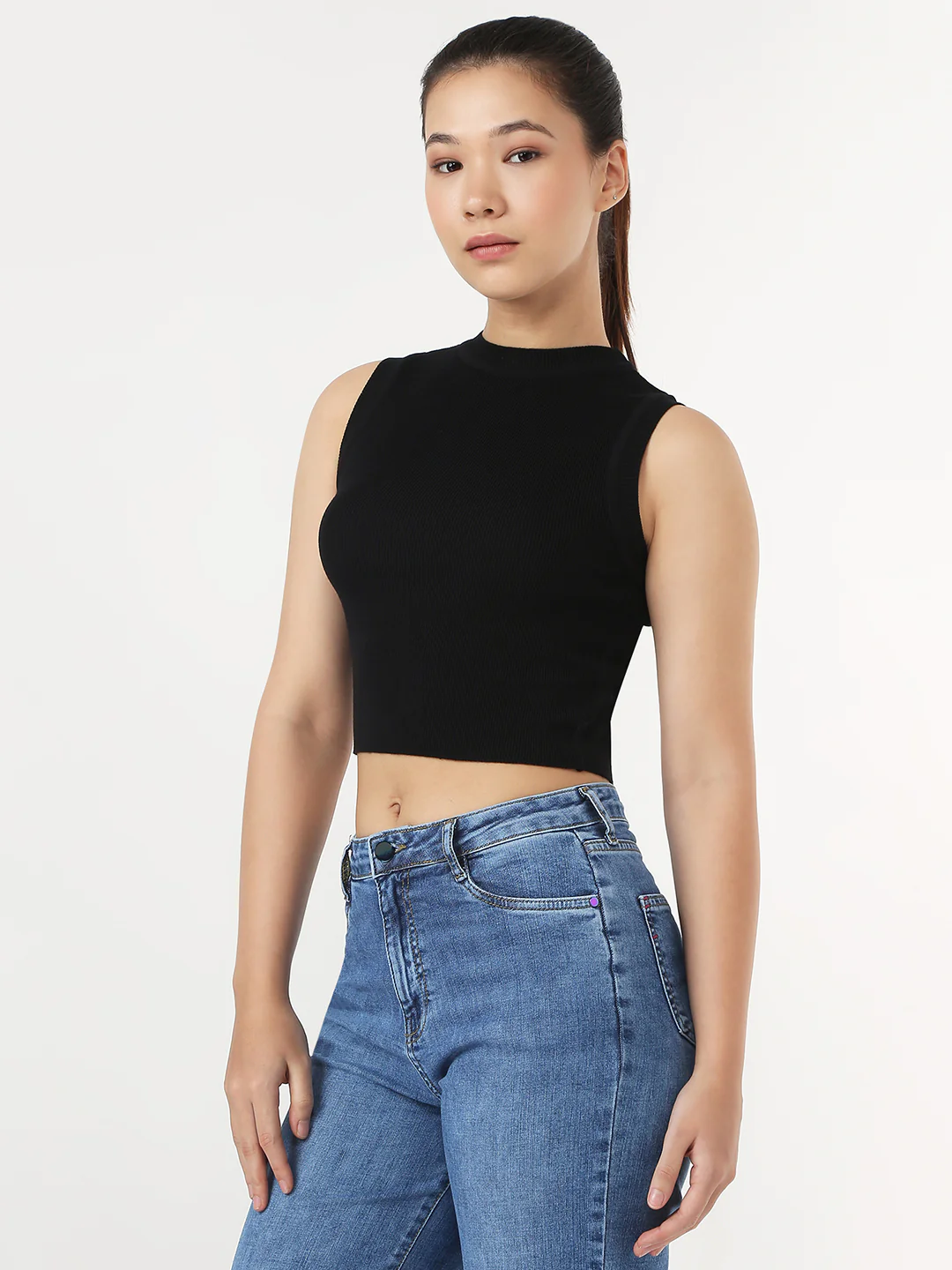 Women Black Slim Tank Top - Image 4