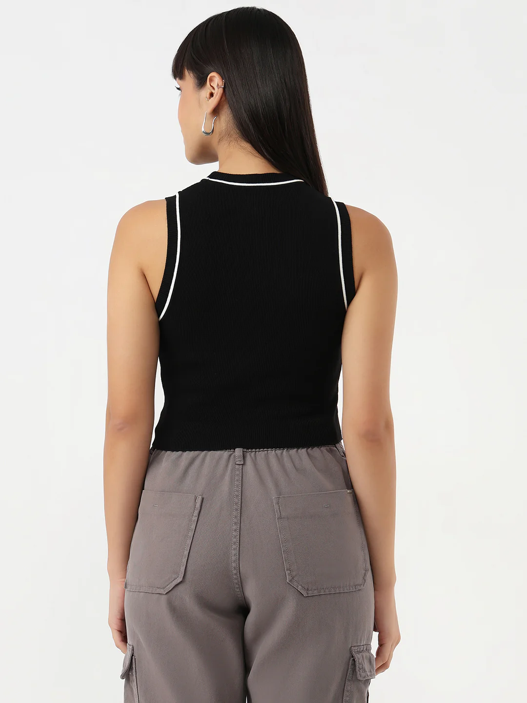 Women Black Slim Tank Top - Image 3