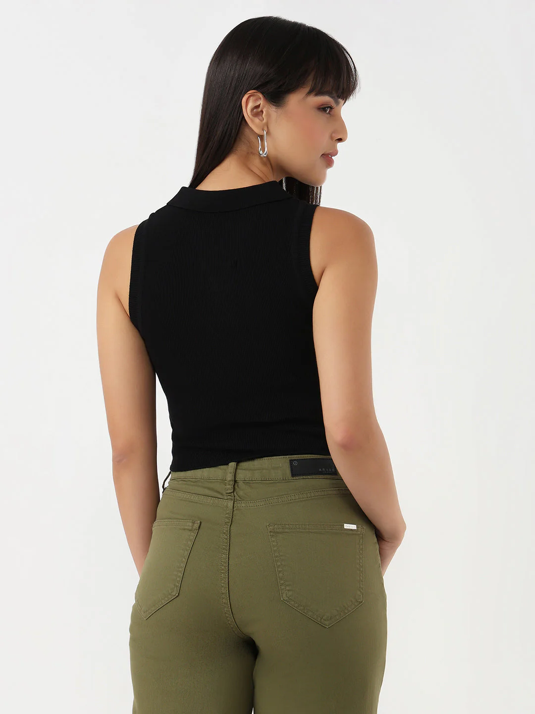 Women Black Slim Tank Top - Image 3