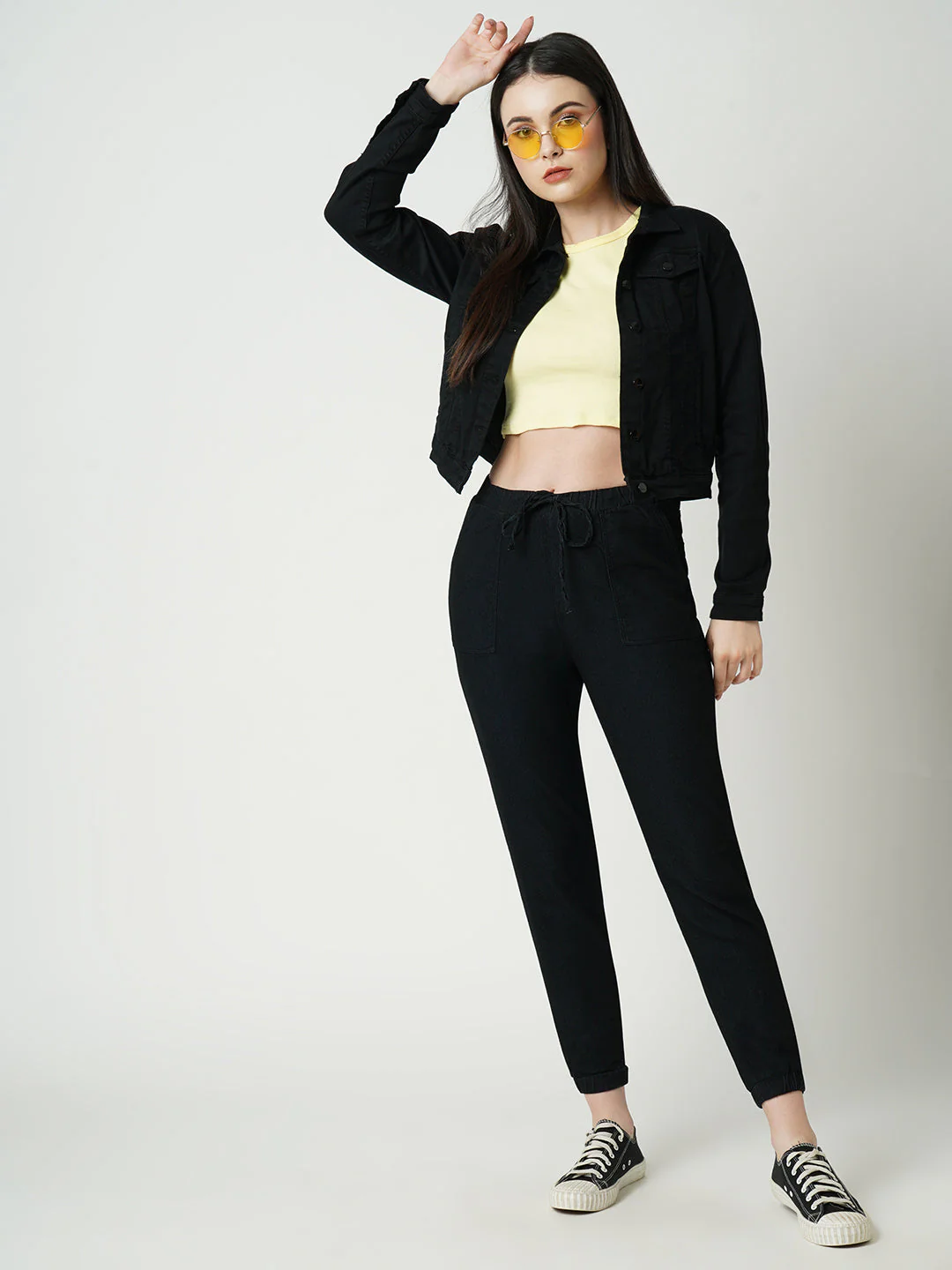 Women Black Solid Full Length Jacket - Image 2