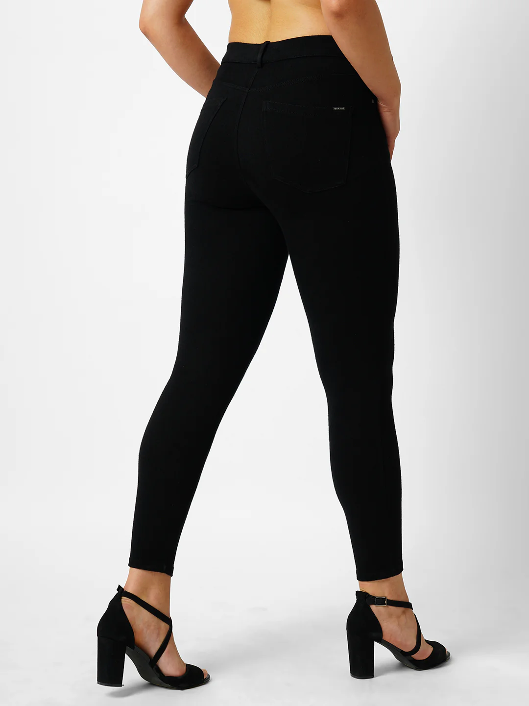 Women Black Solid Jeggings - Image 3