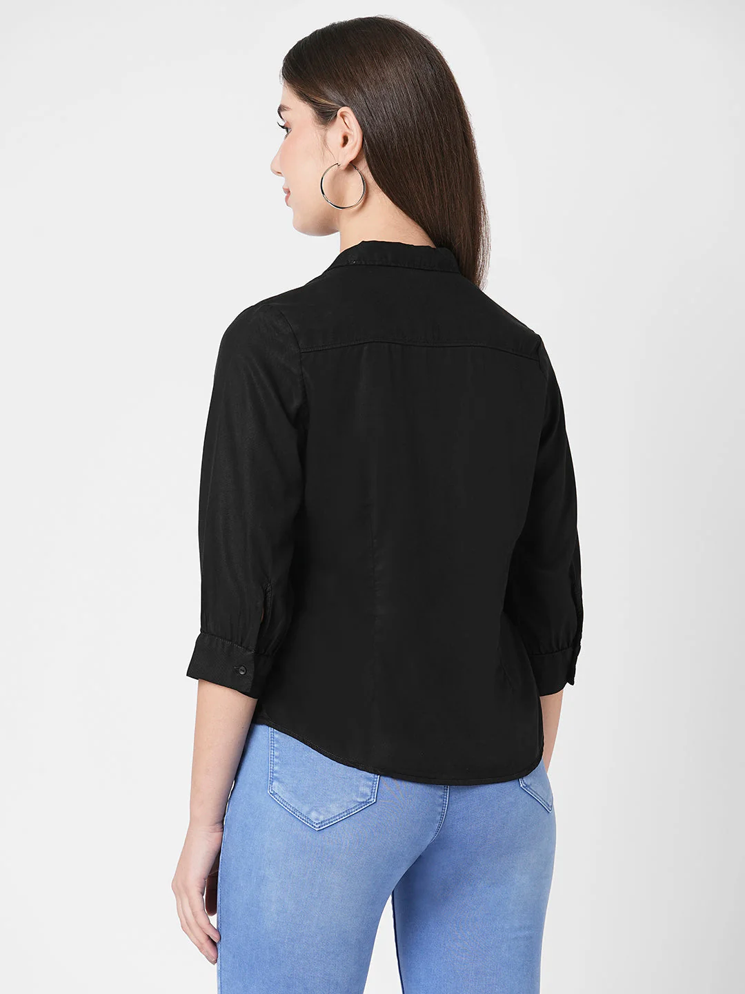 Women Black Solid Shirt - Image 3