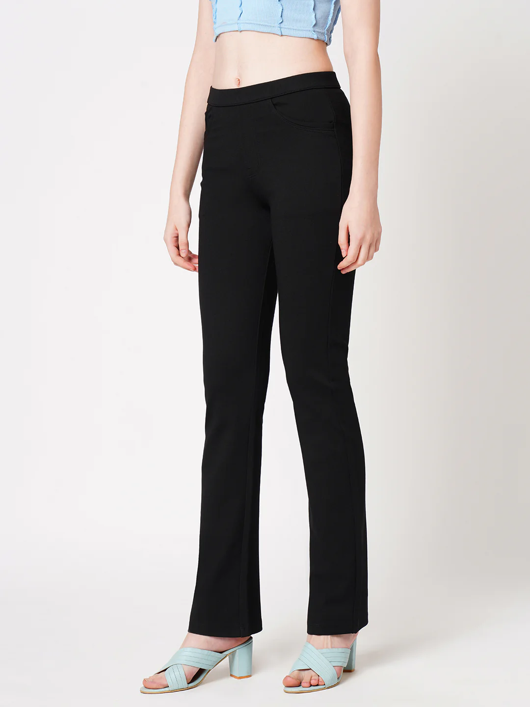 Women Black Straight Fit Treggings - Image 6