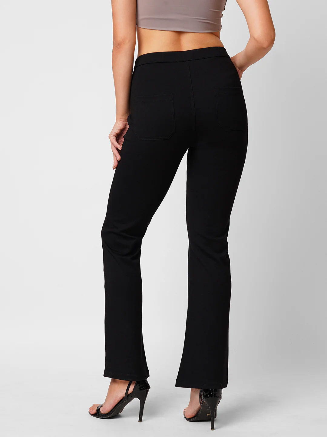 Women Black Straight Fit Treggings - Image 3