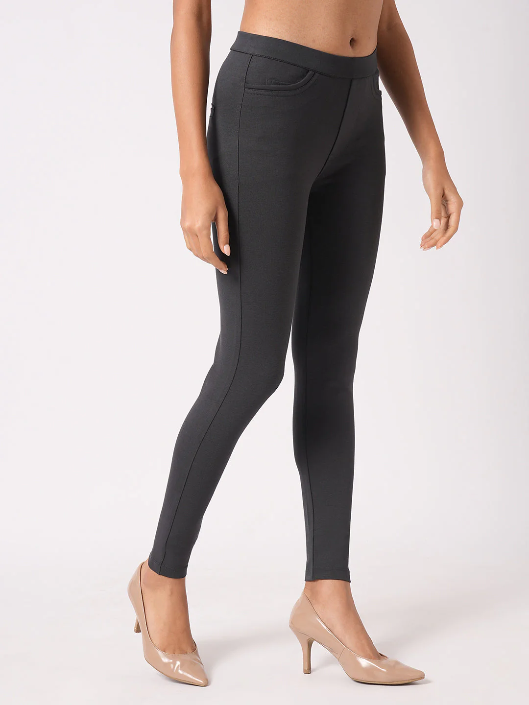 Women Black Straight Treggings - Image 5