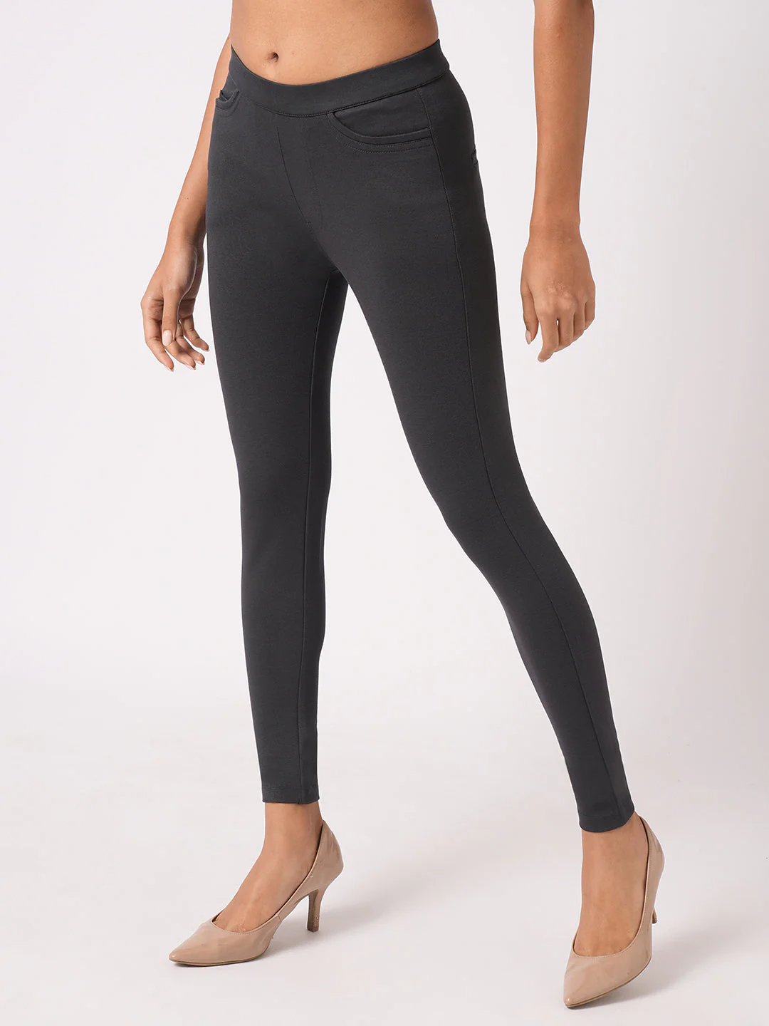 Women Black Straight Treggings - Image 6