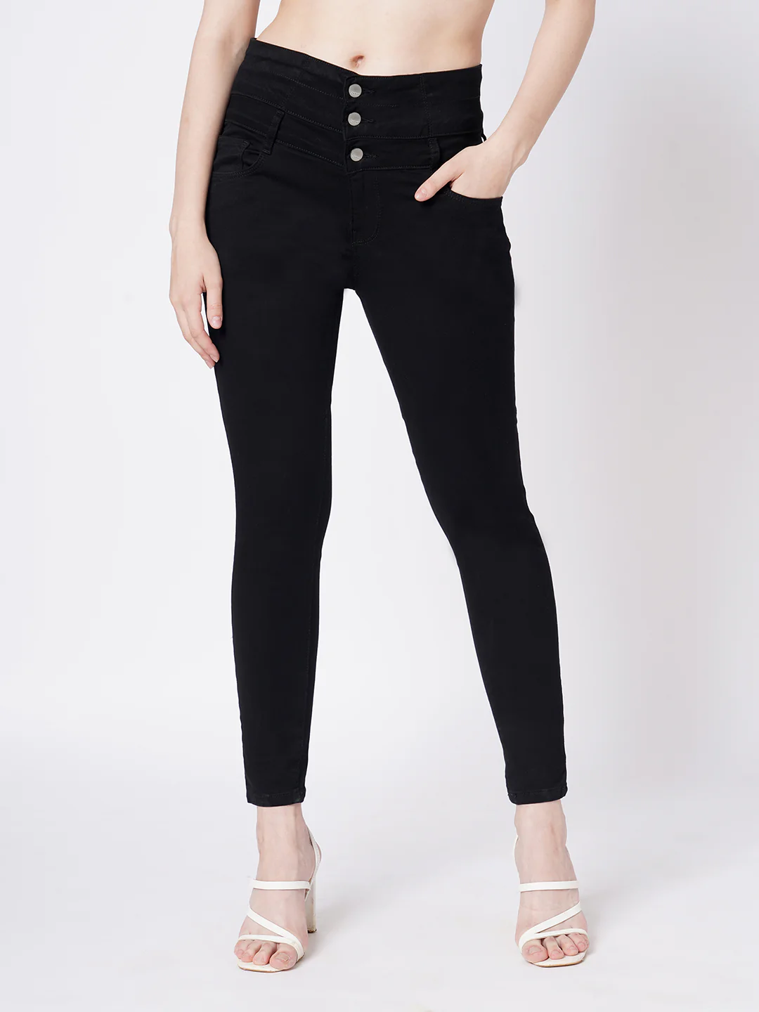 Women Black Super High-Rise Super Skinny Jeans - Image 2