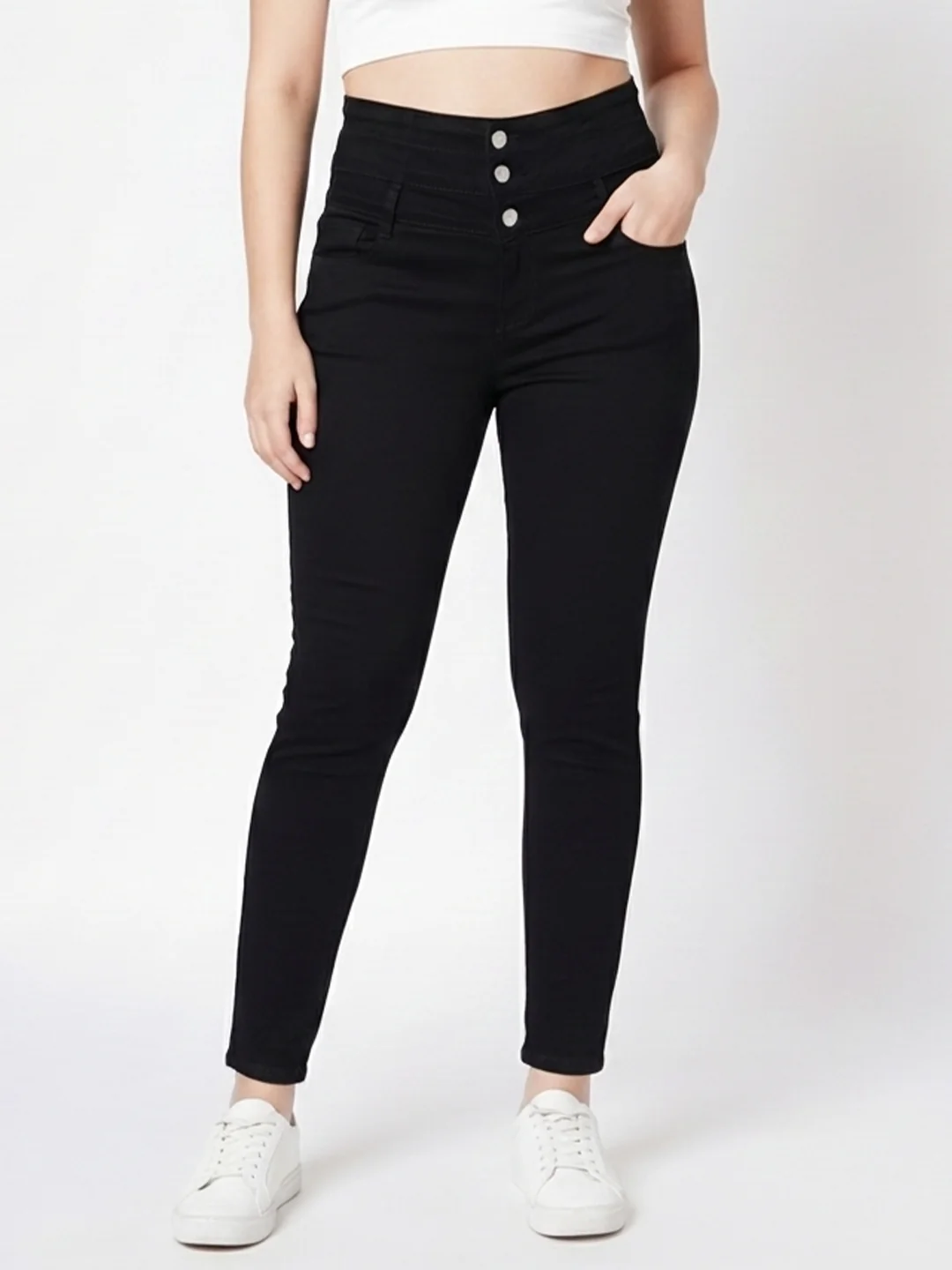 Women Black Super High-Rise Super Skinny Jeans - Image 2