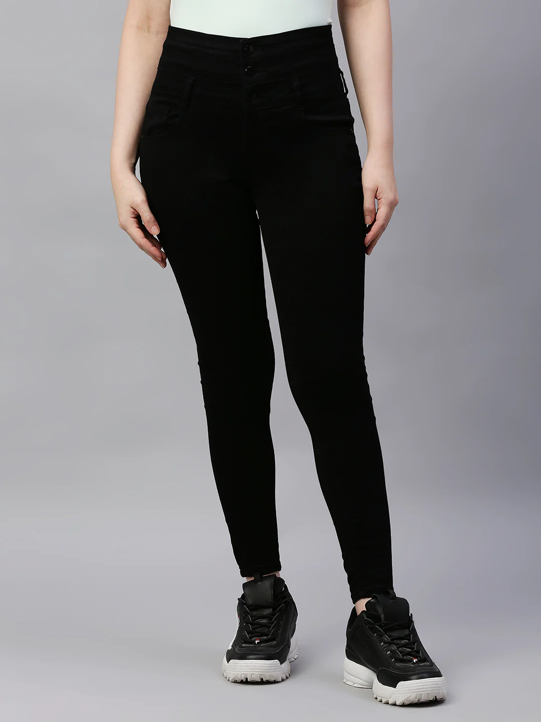 Women Black Super High-Rise Super Skinny Jeans - Image 2