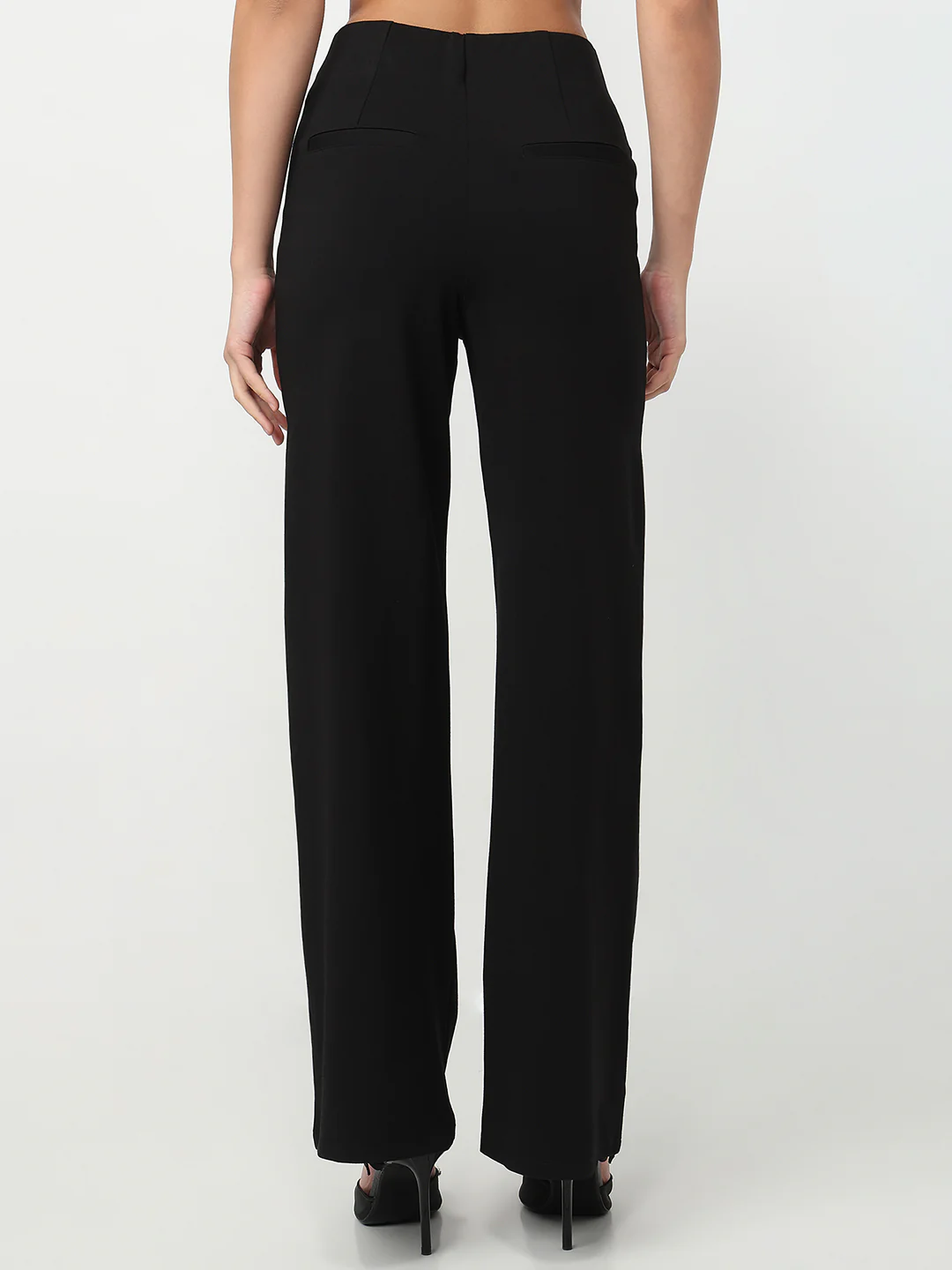 Women Black Super Wide Leg Treggings - Image 3