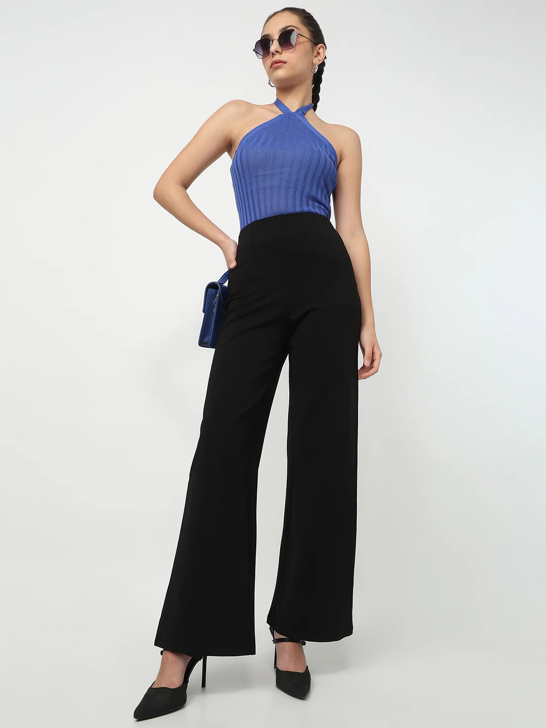 Women Black Super Wide Leg Treggings - Image 4