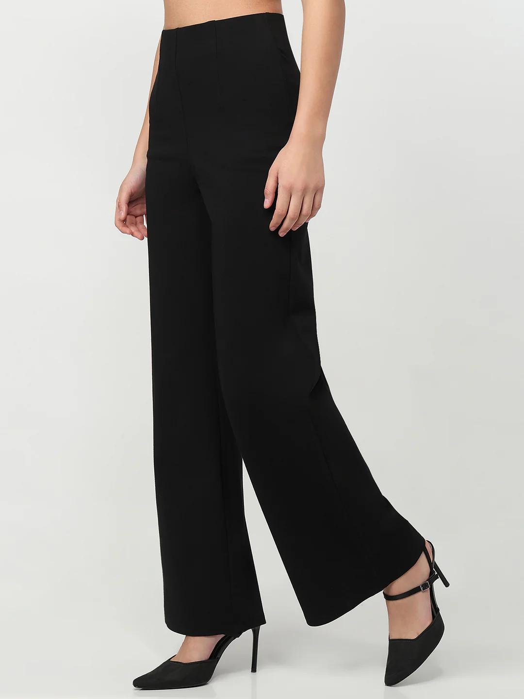 Women Black Super Wide Leg Treggings - Image 8