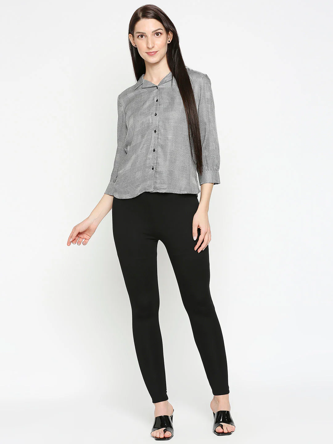 Women Black/White Checks Shirt