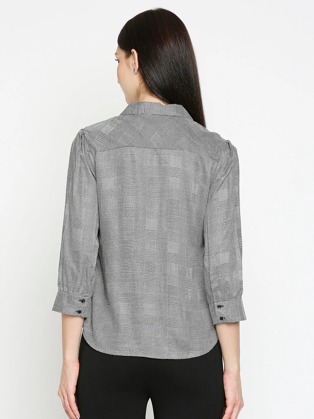 Women Black/White Checks Shirt - Image 3