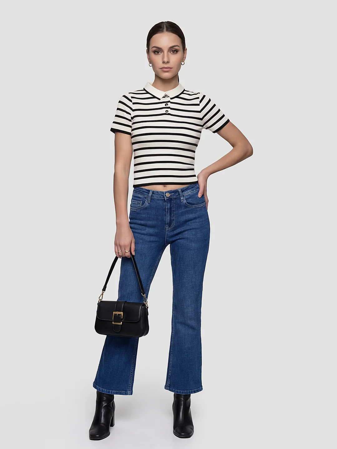 Women Black/White Flat Knit