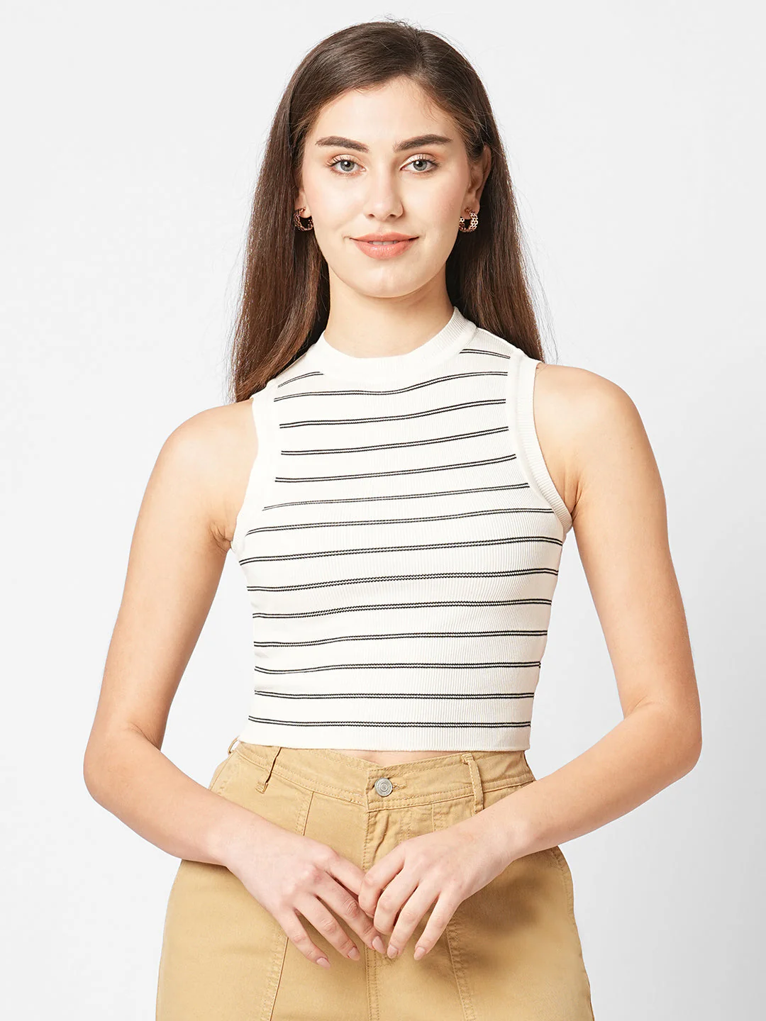 Women Black/White Flat Knit Top