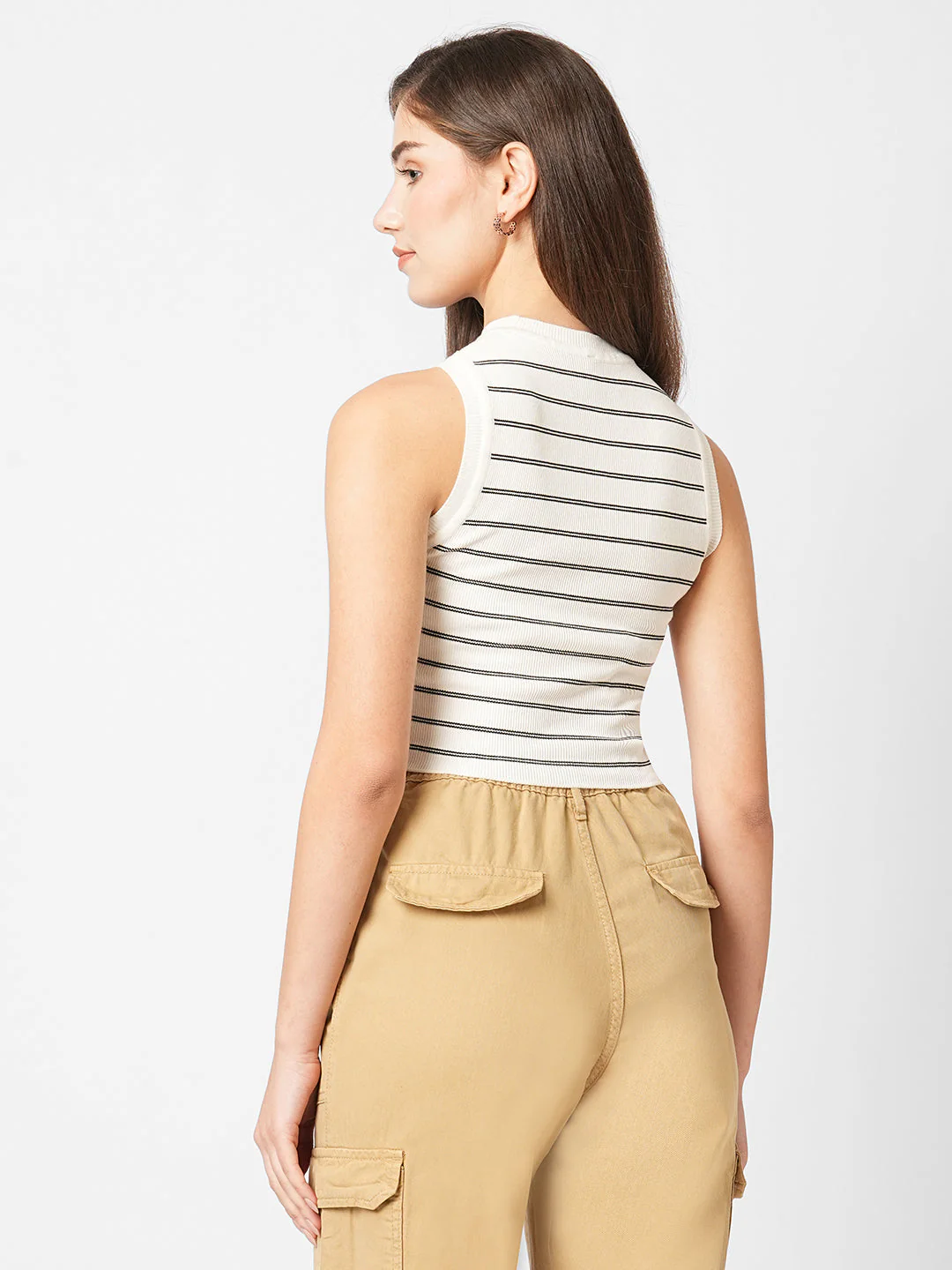 Women Black/White Flat Knit Top - Image 3