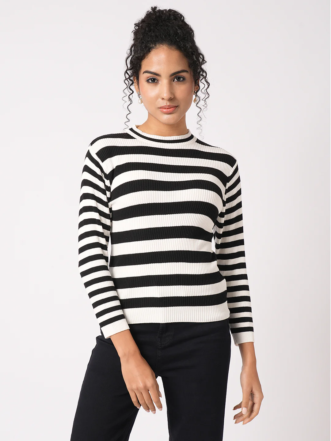 Women Black/White Flat Knit - Image 2