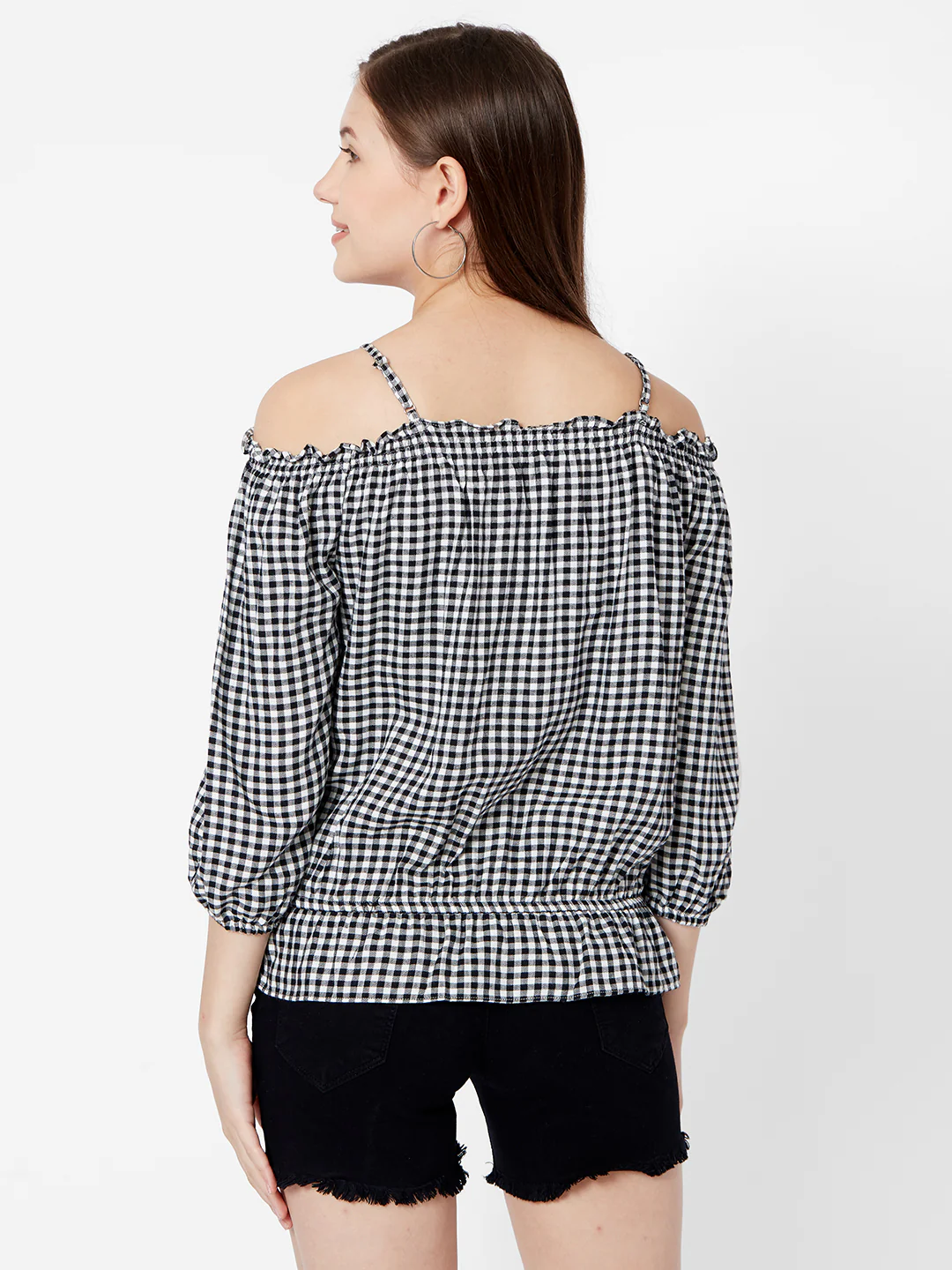Women Black/White Off Shoulder Top - Image 3