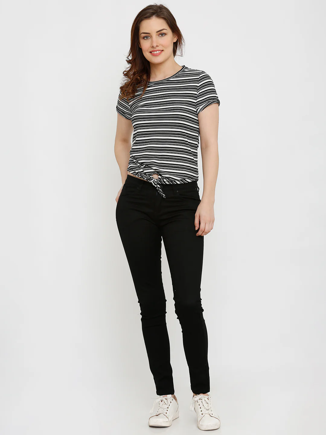 Women Black/White Rib Top - Image 4