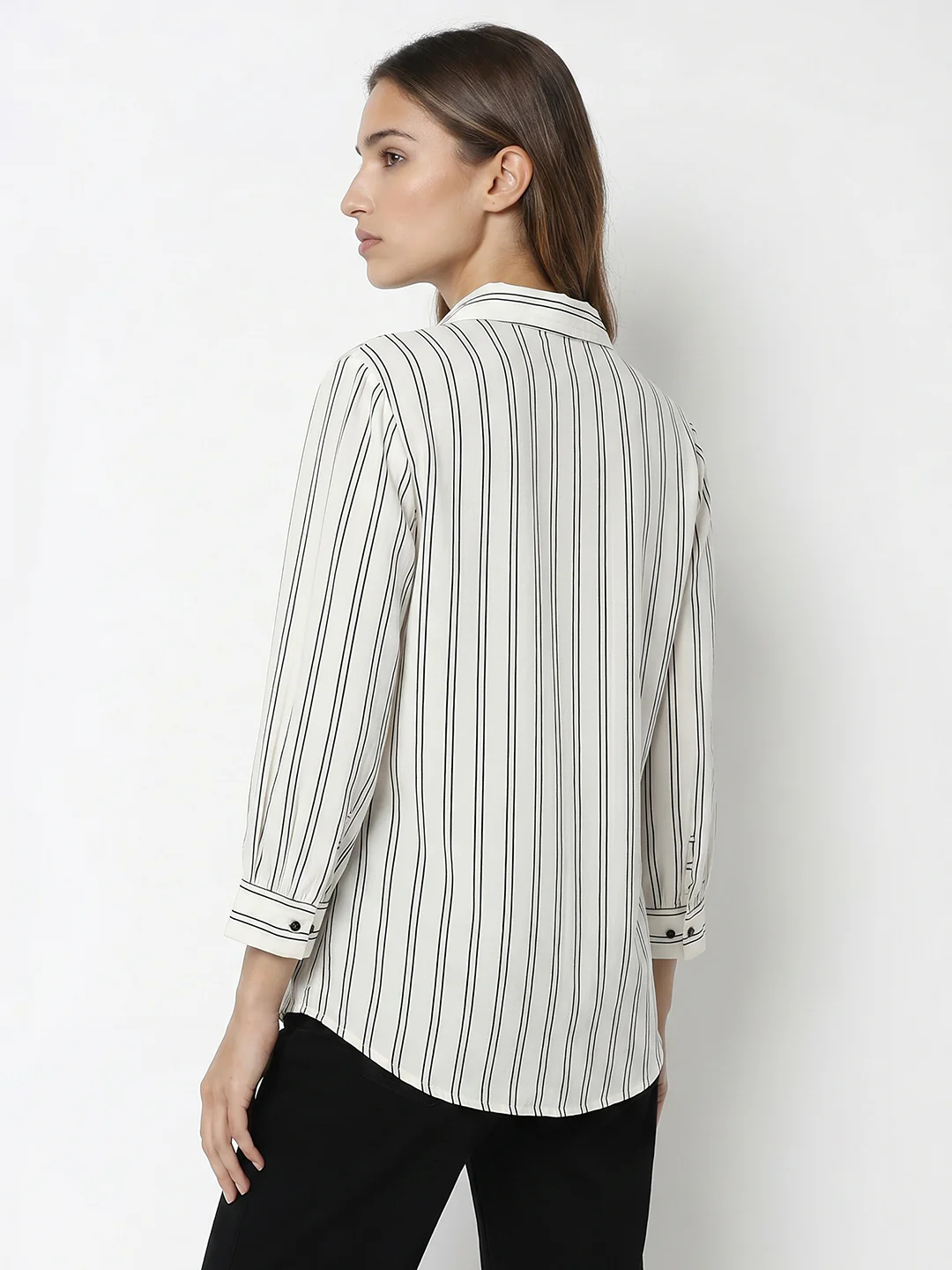 Women Black/White Stripe Shirt - Image 3