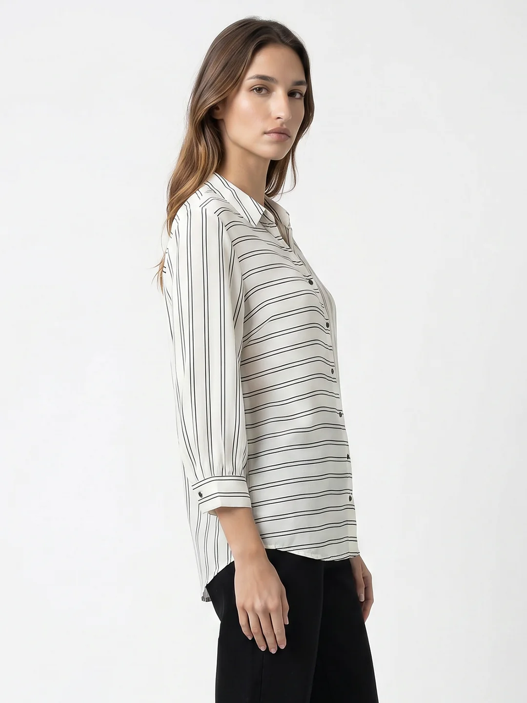 Women Black/White Stripe Shirt - Image 5