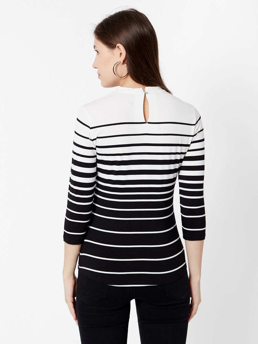 Women Black/White Stripe T-Shirt - Image 3