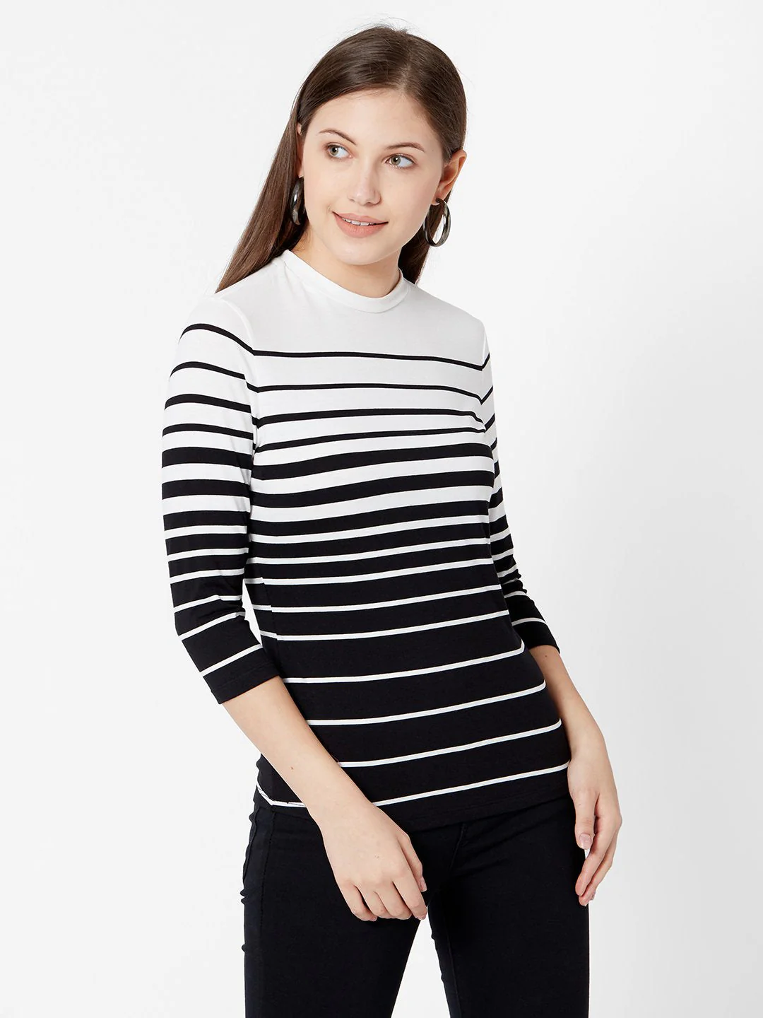 Women Black/White Stripe T-Shirt - Image 5