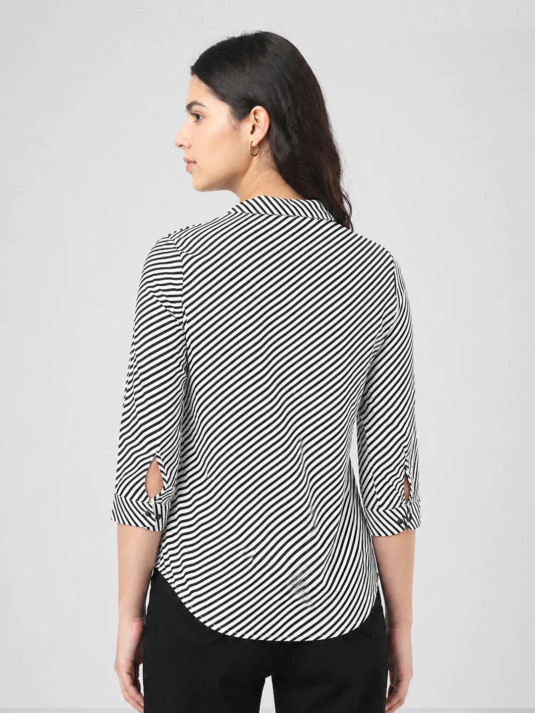 Women Black/White Striped Shirt - Image 3