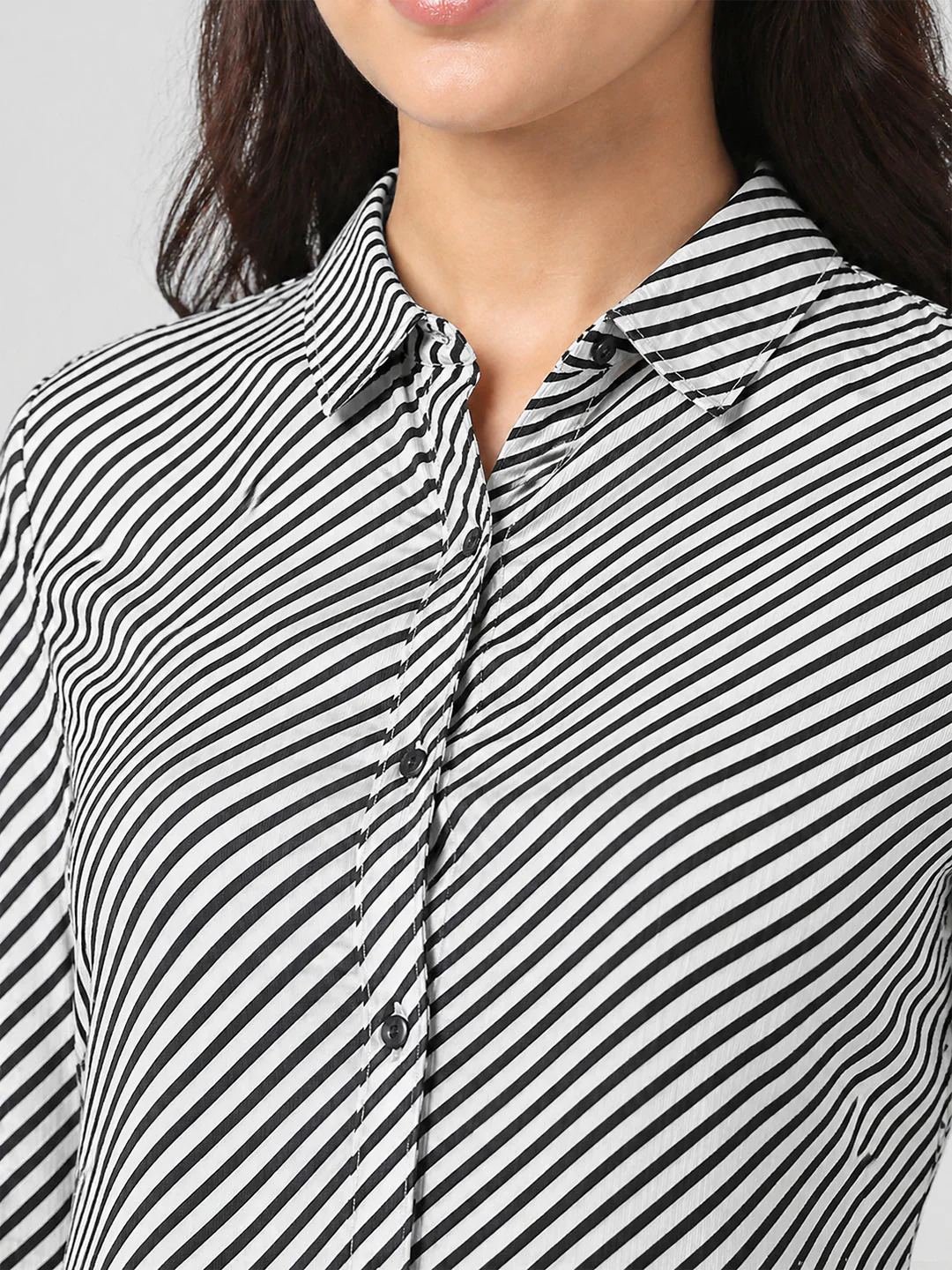 Women Black/White Striped Shirt - Image 5