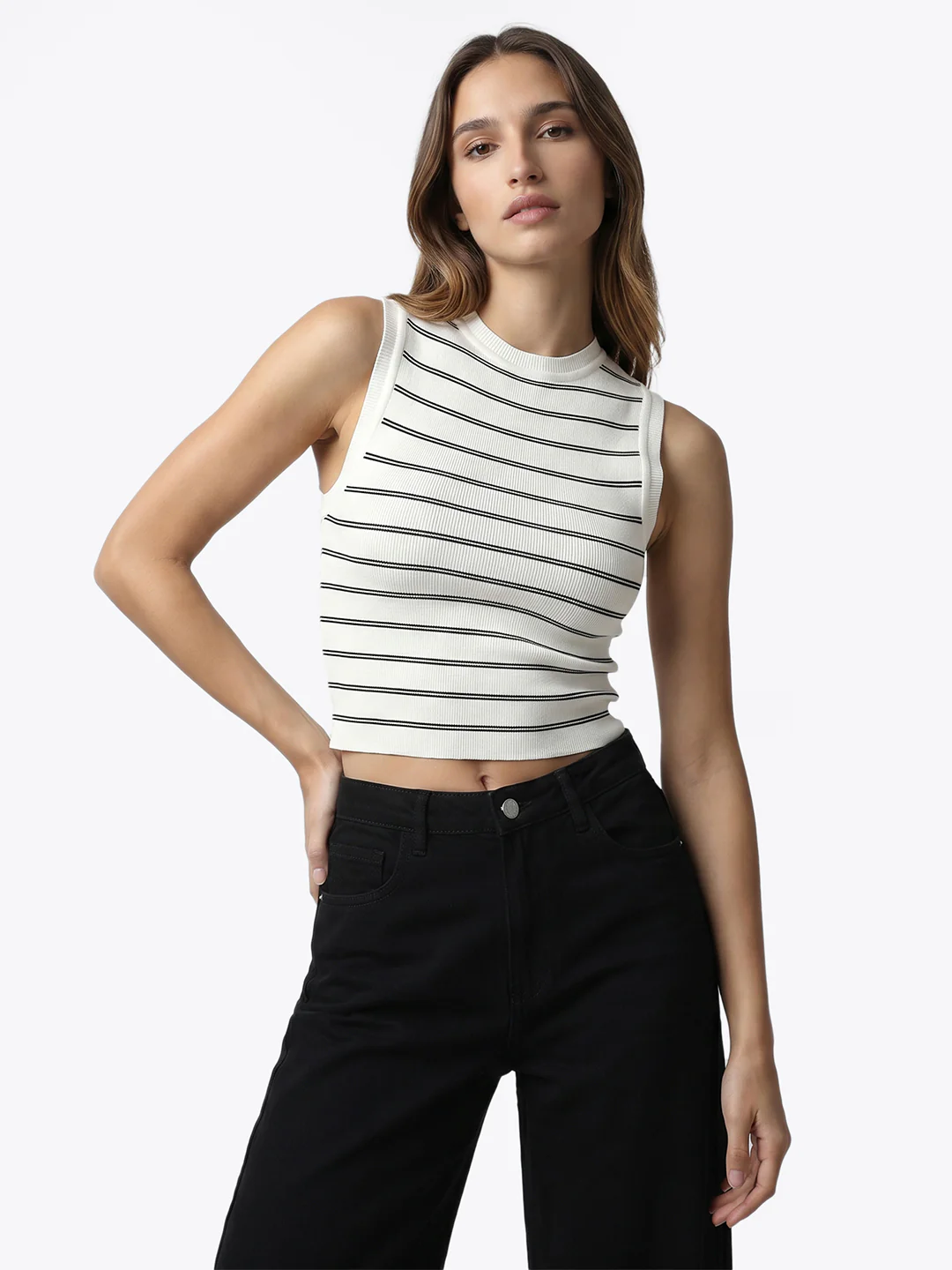 Women Black/White Tank Top - Image 2