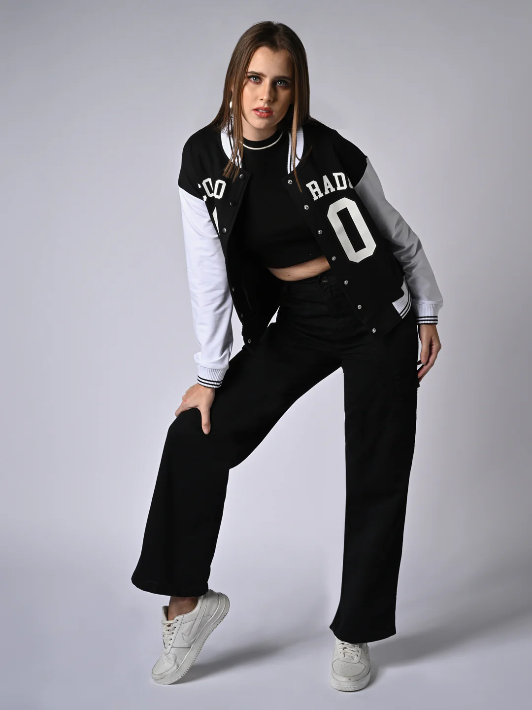 Women Black/White Varsity Jacket
