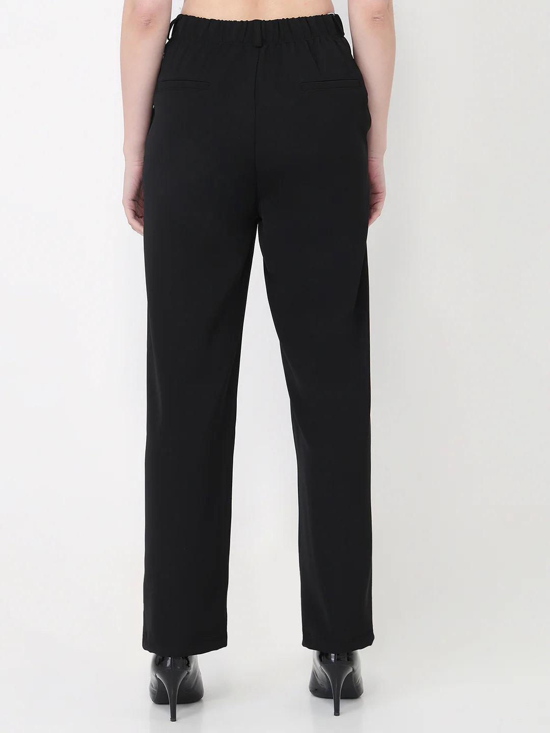Women Black Wide Leg Korean Pants - Image 3