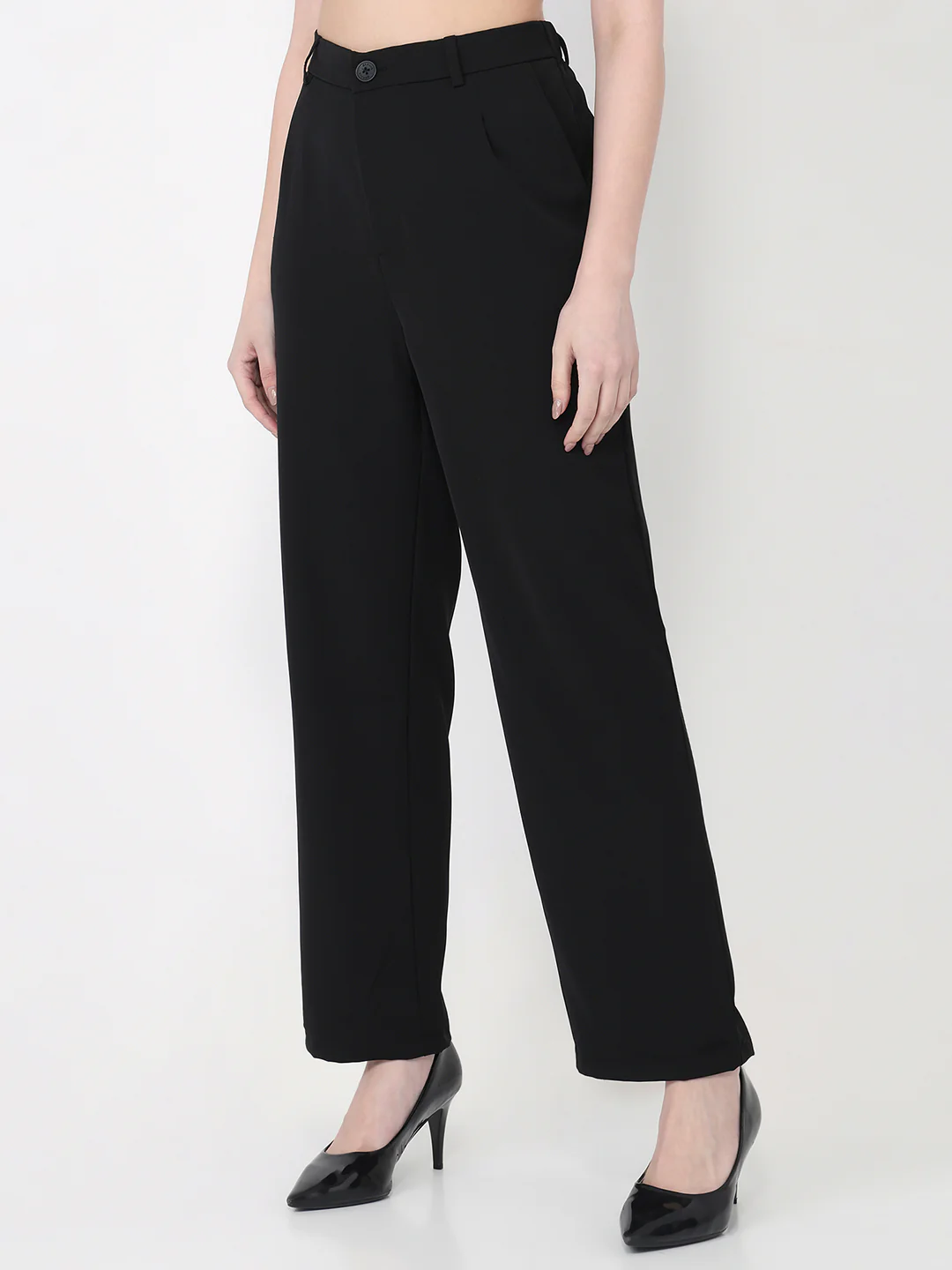 Women Black Wide Leg Korean Pants - Image 7
