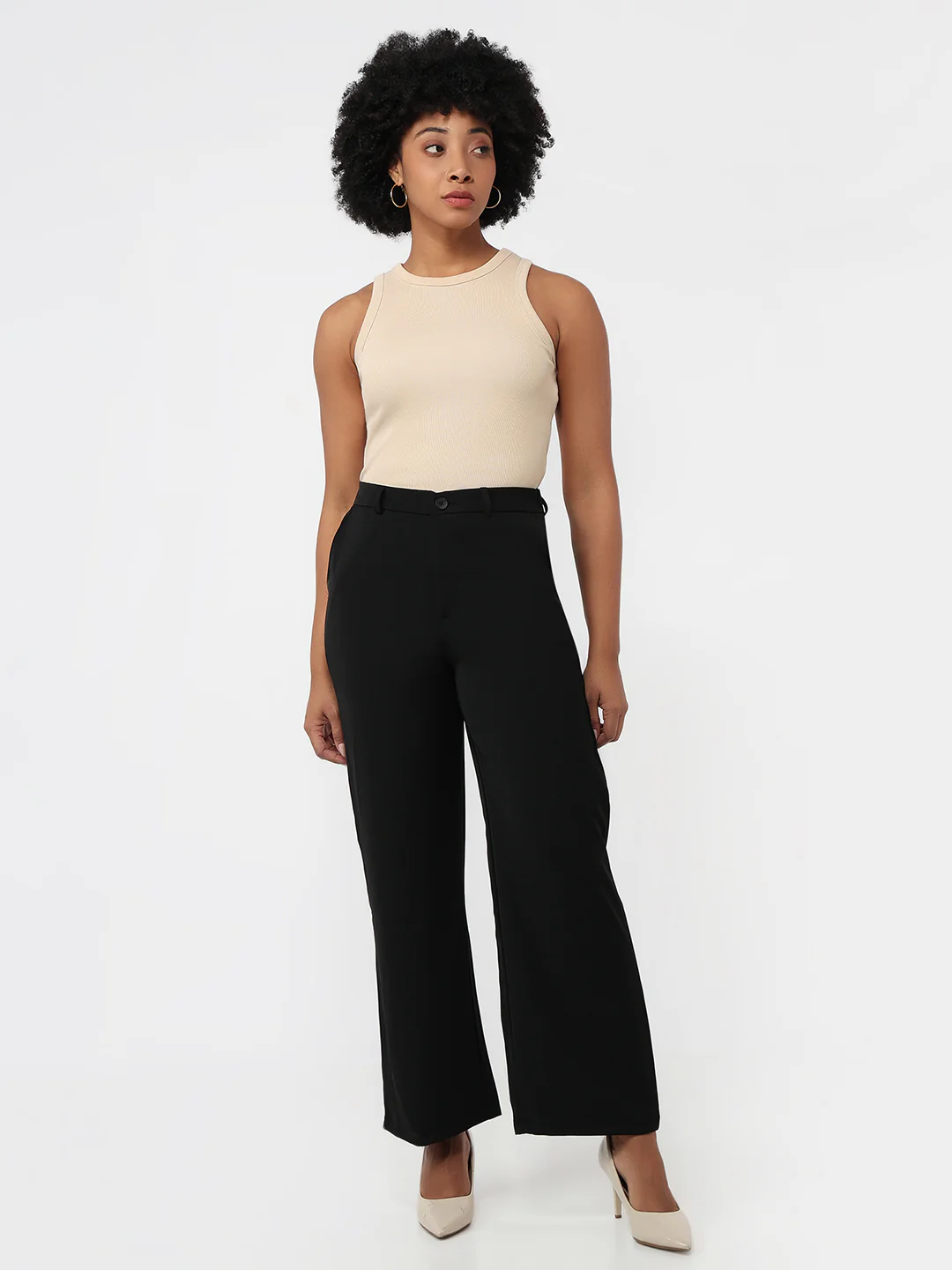 Women Black Wide Leg Korean Pants - Image 4
