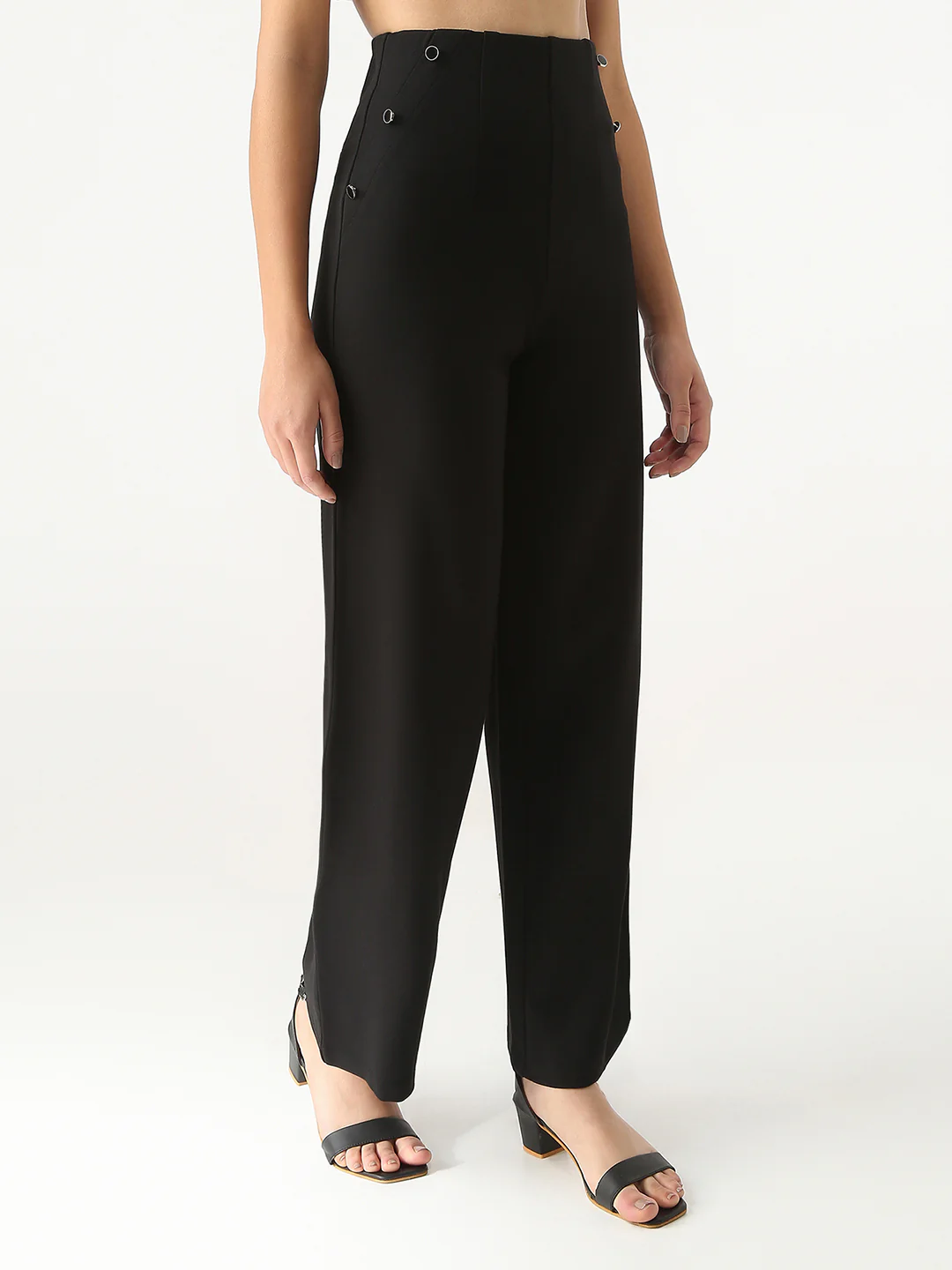 Women Black Wide Leg Treggings - Image 6