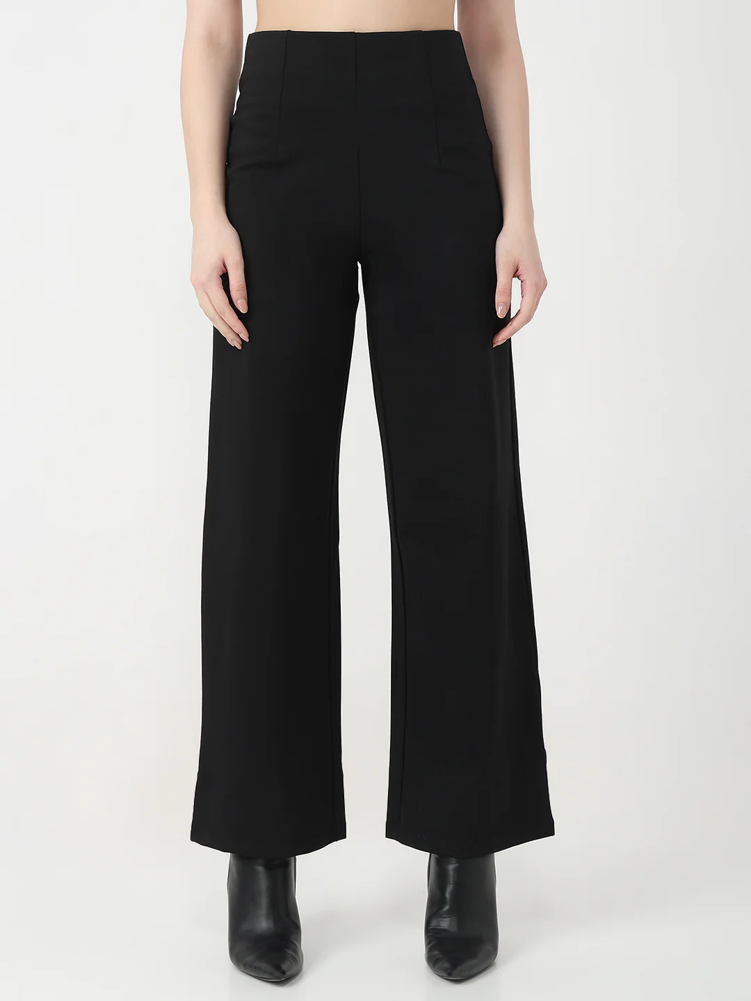 Women Black Wide Leg Treggings - Image 2