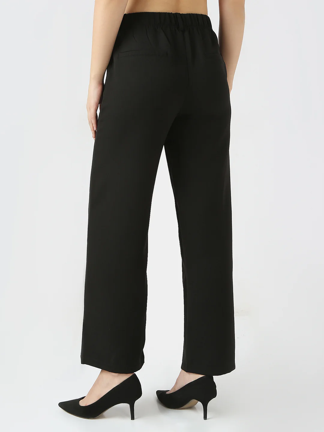 Women Black Wide Leg Trousers - Image 3