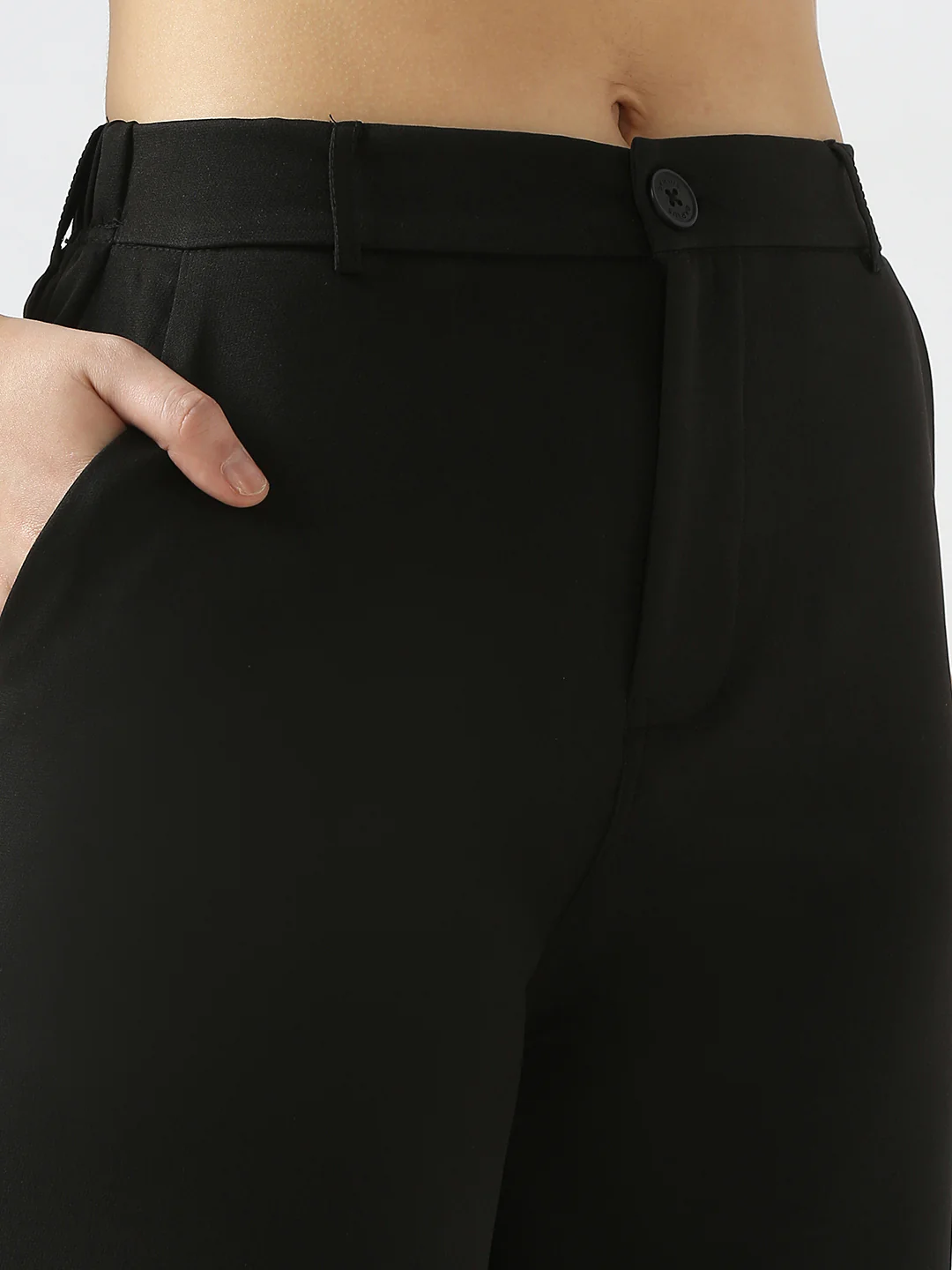 Women Black Wide Leg Trousers - Image 4