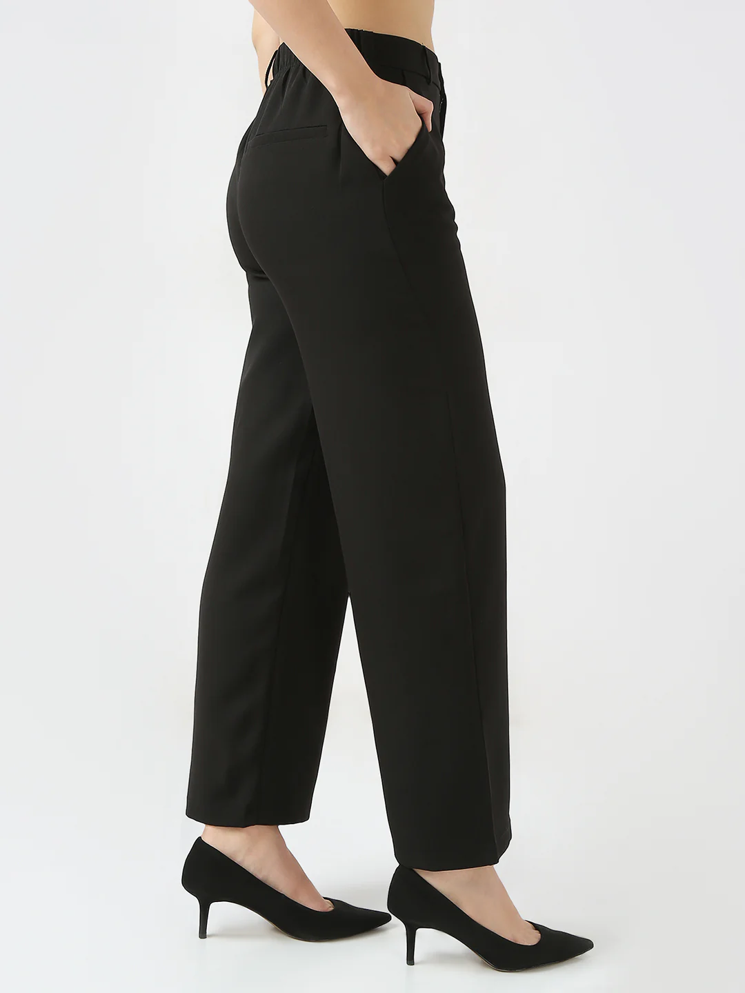 Women Black Wide Leg Trousers - Image 5