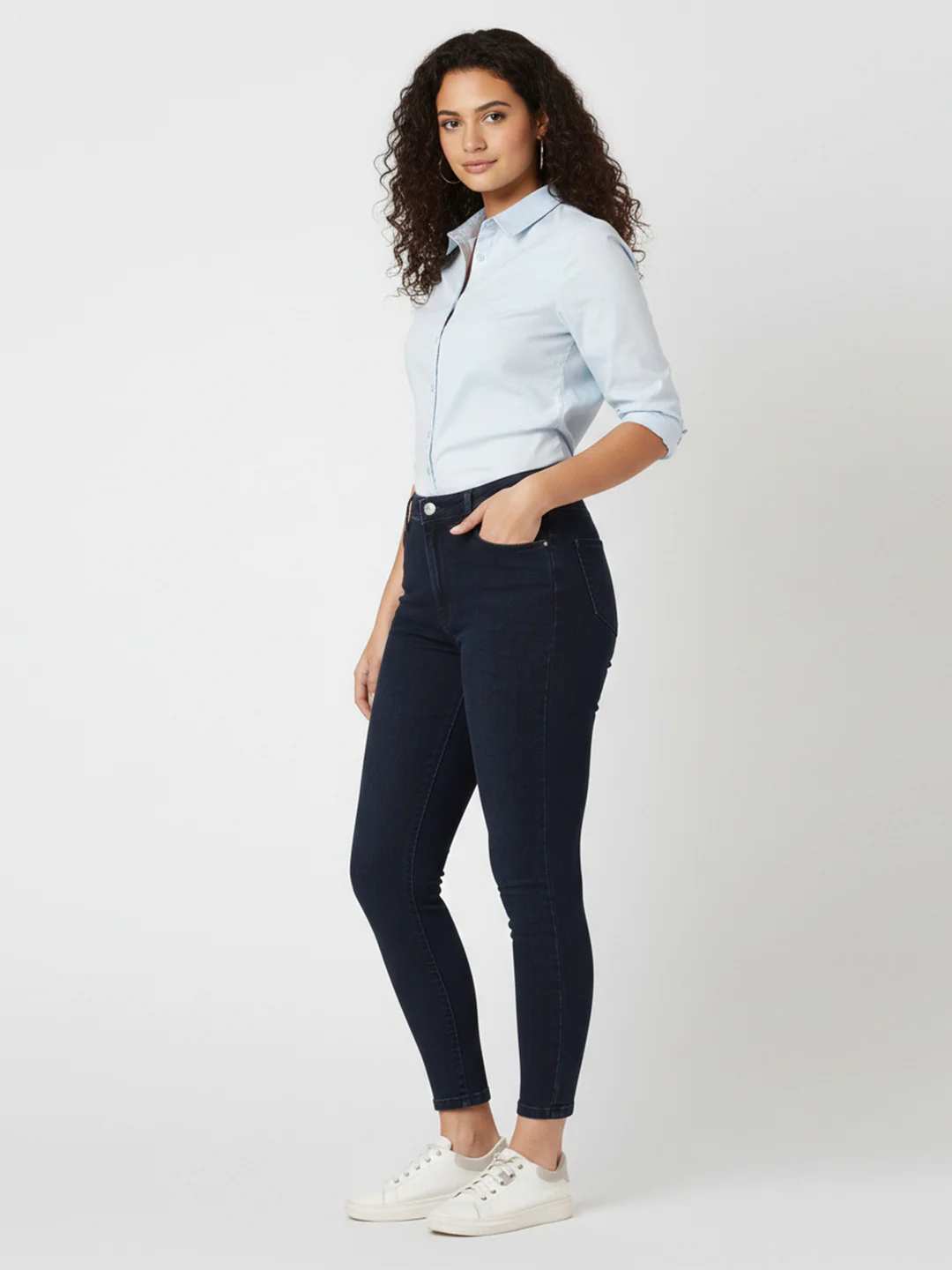 Women Blue/Black Sky High Skinny Jeans